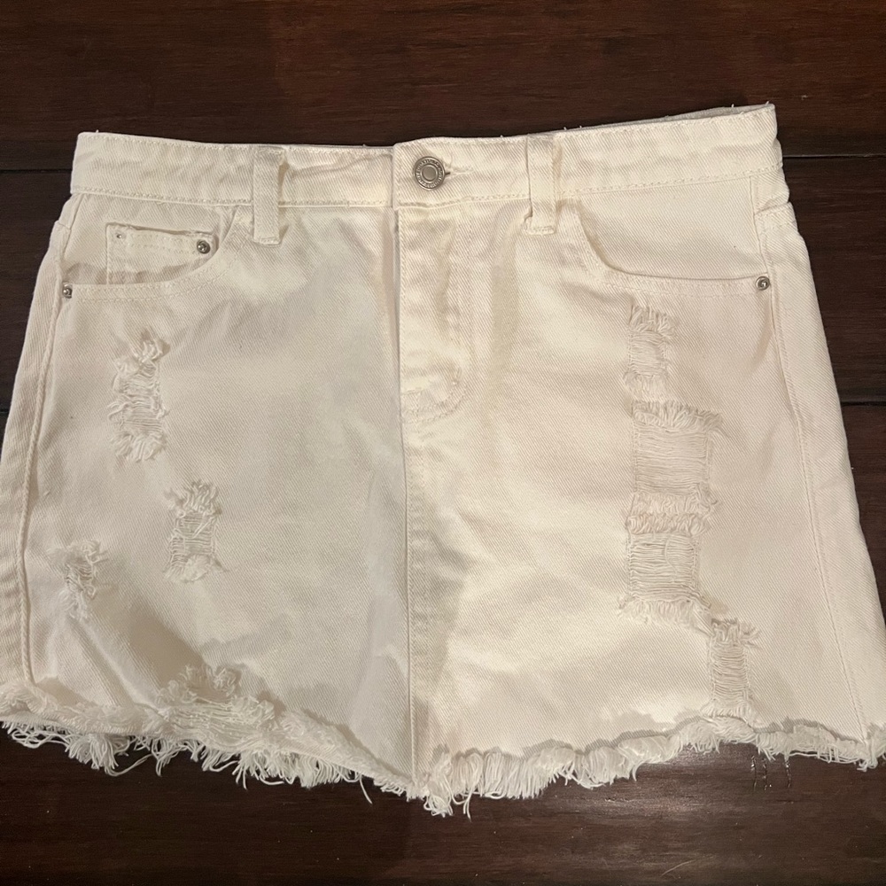 White Jean Skirt | size S